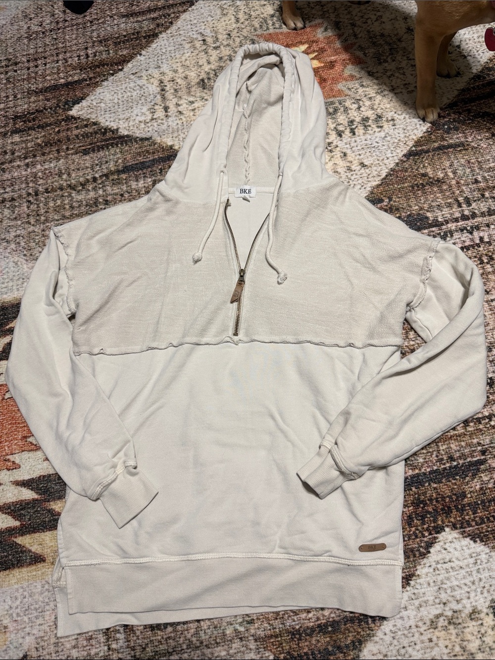 BKE Buckle Cream Zip-Up Hoodie